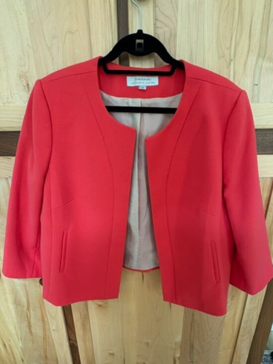Tahari Arthur S Levine Jackets & Blazers - Tahari by Arthur S. Levine Coral Open Front Blazer Size 18